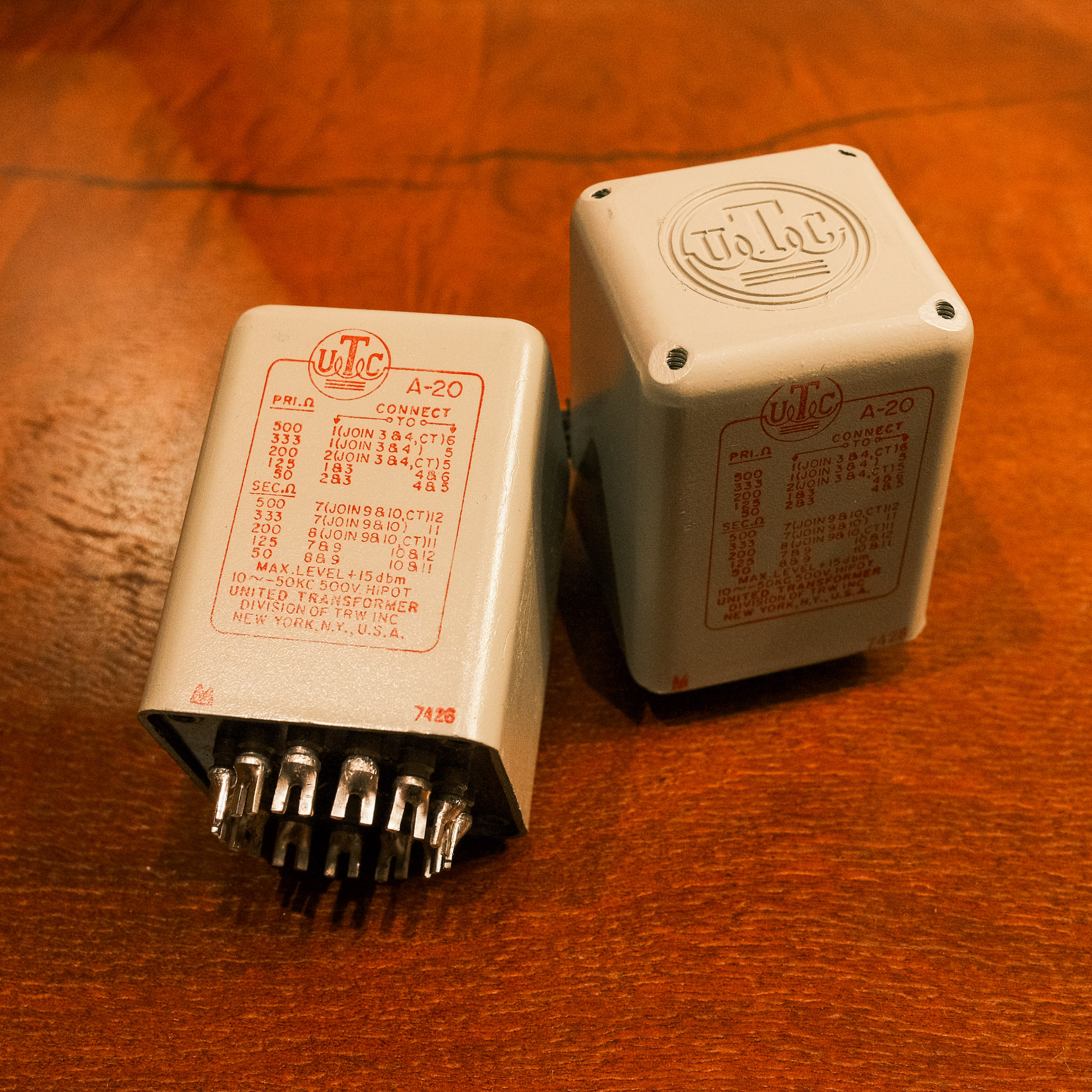 Two UTC A-20 transformers at Sentir Studio